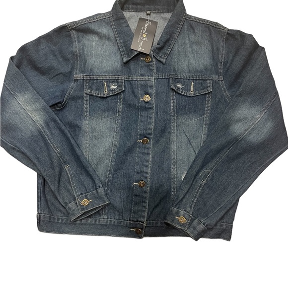 XXL.  NWT.  Jean Jacket by Sacred Threads.  BL/RD7.  219555 - Picture 2 of 5